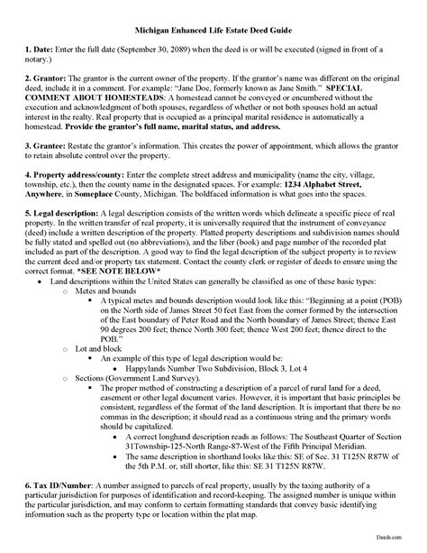 Wayne County Warranty Deed with Enhanced Life Estate Form | Michigan ...