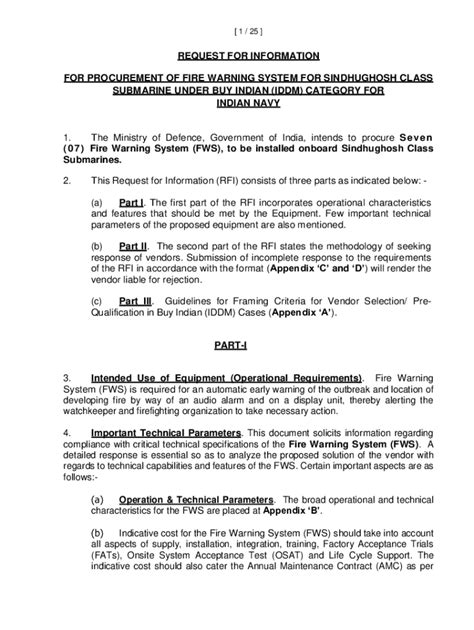 Fillable Online RFI for Procurement of Fire Warning System for ...