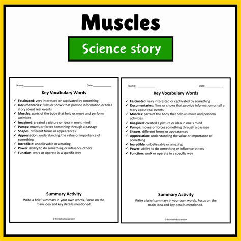 Muscles | Science Story Reading Comprehension Activity – PrintableBazaar
