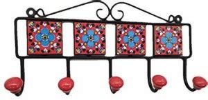INDIA MEETS INDIA Handpainted Ceramic Tiles on Wrought Iron Key Holders ...
