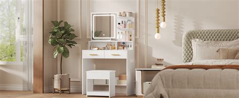 Sgabello Da Trucco Imbottito Bianco - Comodo, Stabile, Multifunzione Per Casa
