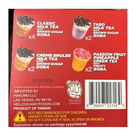 J Way J-Way Boba Tea Kit Variety, 2.73 oz, 10-count, India | Ubuy