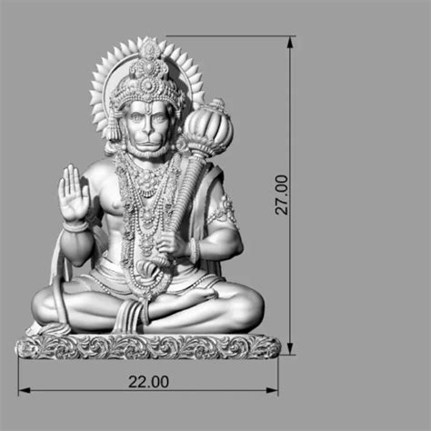 Bajrangbali Hanuman 3D Model - Divine 3D Printing Artwork