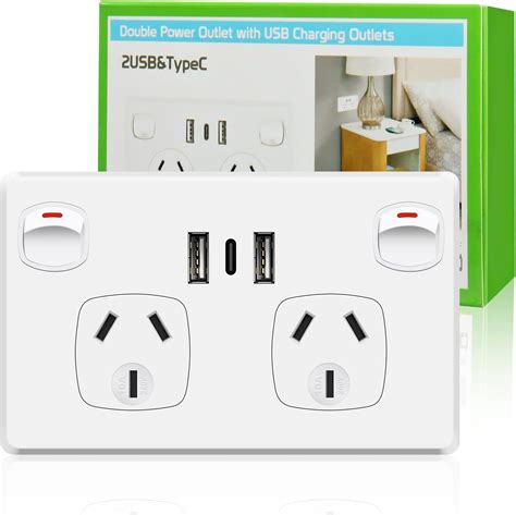 YUCHUANG 3-Port Type C USB Wall Outlet,Double Power Point GPO Outlet ...