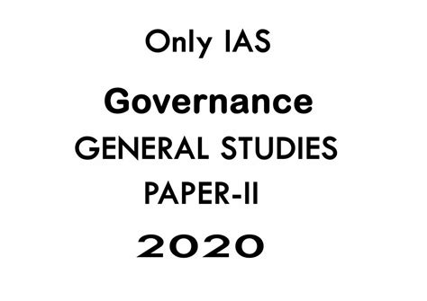 OnlyIAS - Governance General Studies Paper -2 - 2020 - English Medium ...