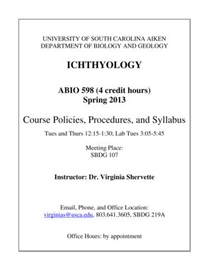 Fillable Online web usca ABIO 598Z Ichthyology - The University of ...