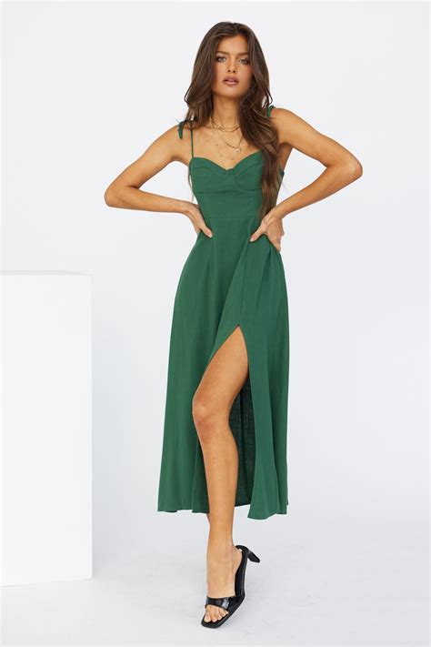Pick Of The Bunch Midi Dress Forest Green in 2022 | Green midi dress ...