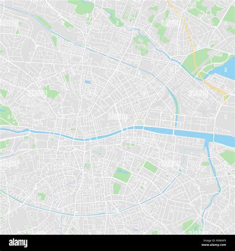 Downtown vector map of Dublin, Ireland. This printable map of Dublin contains lines and classic ...