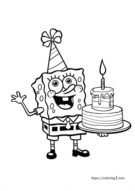 Gambar Spongebob Happy Birthday Coloring Pages 28 Images Free Di/happy ...