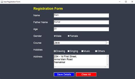 Form Design Using Java AWT