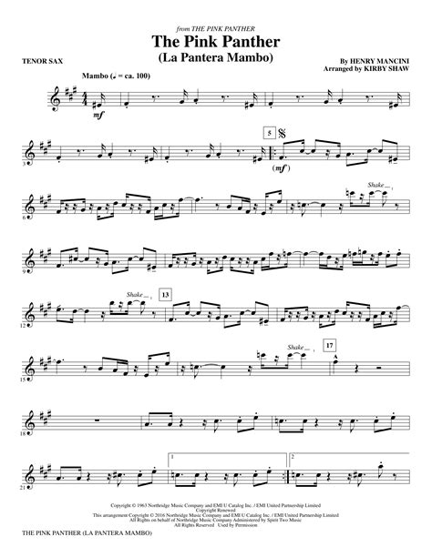 The Pink Panther - Bb Tenor Saxophone at Stanton's Sheet Music