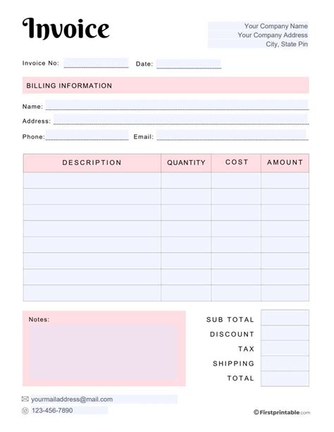 Image result for Free Fillable Printable Invoice Template