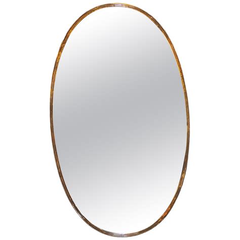Vintage Italian Oval Brass Wall Mirror 1960s For Sale at 1stDibs
