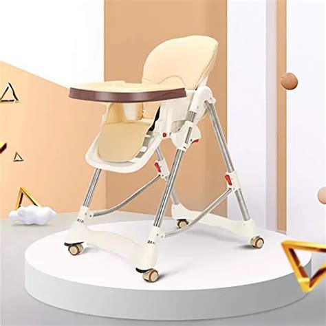 Folding Baby High Chair - Multi-Adjustable Folding Chair - Brown