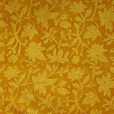 ( PRE-CUT 1.85 CM ) Pure Cotton Gamthi Yellow With Self Colour Flower ...