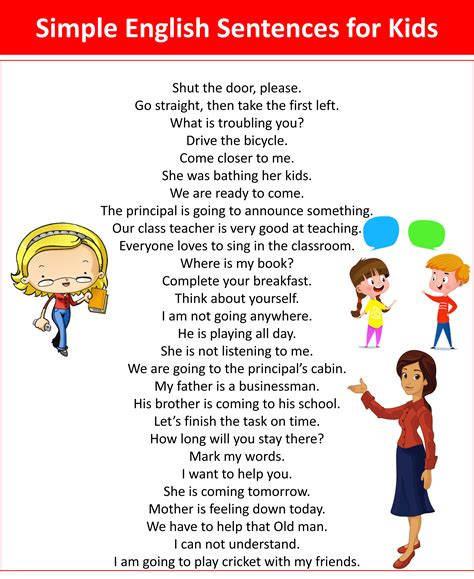 Image result for Simple Sentence Examples for Kids