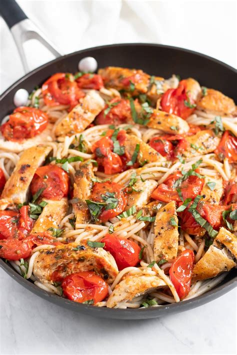 Low FODMAP Spaghetti with Chicken and Cherry Tomatoes - Fun Without FODMAPs