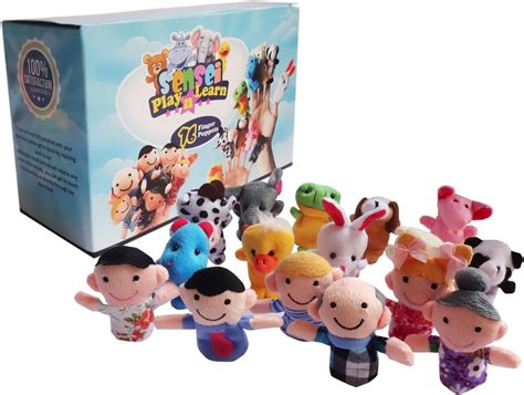 Buy Sensei Play ‘n’ Learn Finger Family Puppets - People & Animals - 16 ...