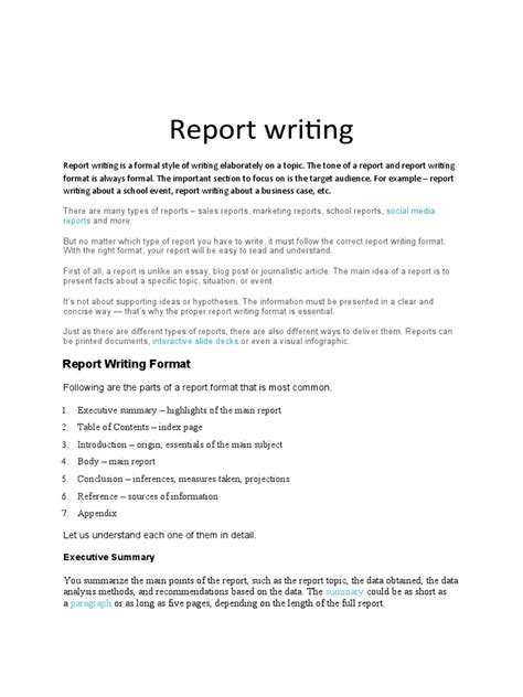 Image result for Report Writing Examples PDF