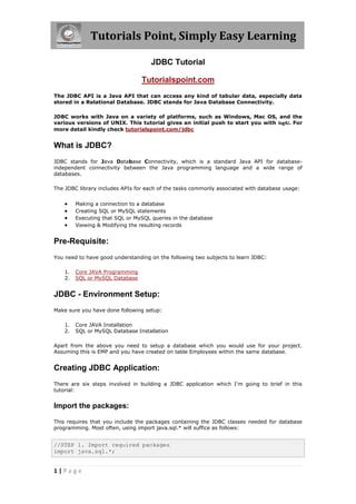 JDBC Java Tutorial Point 的图像结果