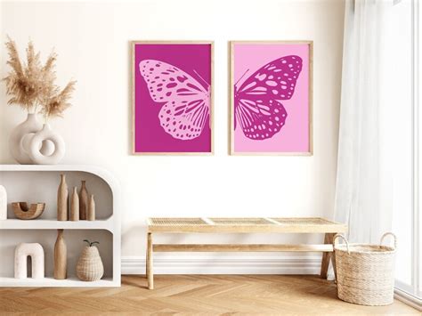Buy Pink Butterfly Wall Art, Girl Room Decor, Digital Download Prints ...