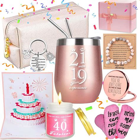 40th Birthday Gifts for Women, Happy 40 Year Old Birthday Basket Gifts ...