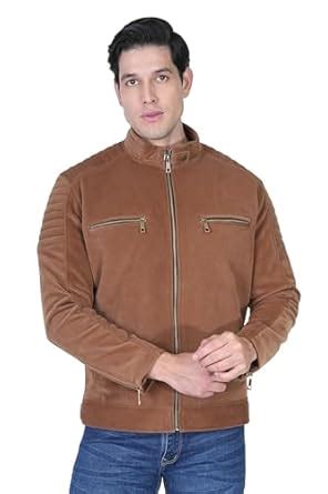 Buy Stryker Enterprises Men's Velvet Brown Faux Leather Biker Jacket ...