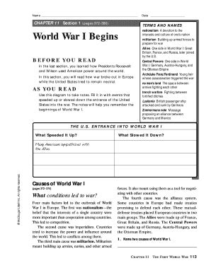 Fillable Online teachers d11 CHAPTER 11 World War I Begins - teachers ...