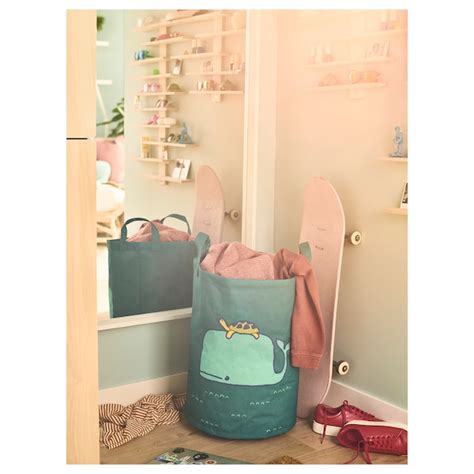 BLÅVINGAD storage bag, whale pattern/blue-green - IKEA