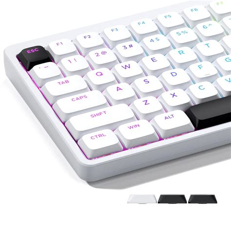 GMKWTL XVX Low Profile White Keycaps, Shine Through Keycap Set, Double ...