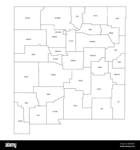 New Mexico, NM - detailed political map of US state. Administrative map ...