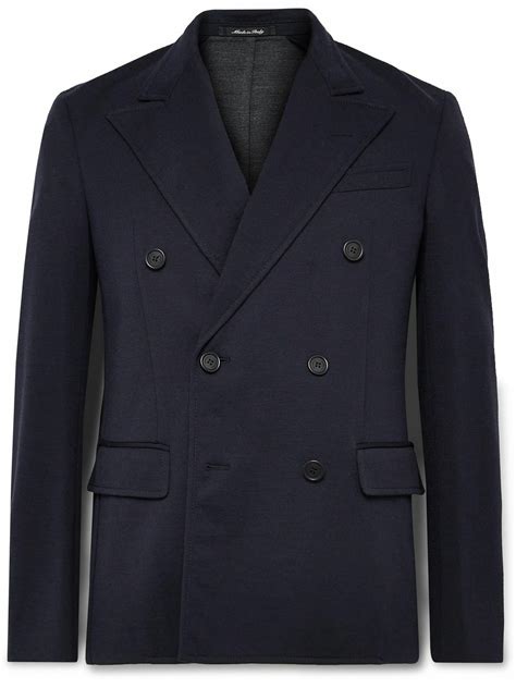 Dunhill - Unstructured Double-Breasted Wool-Blend Jersey Suit Jacket ...