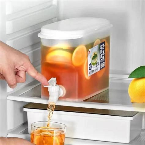 Trendy 3.5L Refrigerator Drink Dispenser with Tap Faucet Cold Hot Water ...