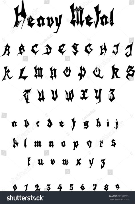 Heavy Metal Font Vector: vetor stock (livre de direitos) 629900093 ...