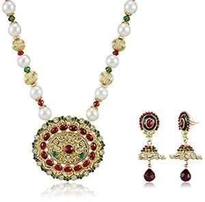 Buy Sia Art Jewellery Pearl Jewellery Set for Women (Golden) (AZ2040 ...