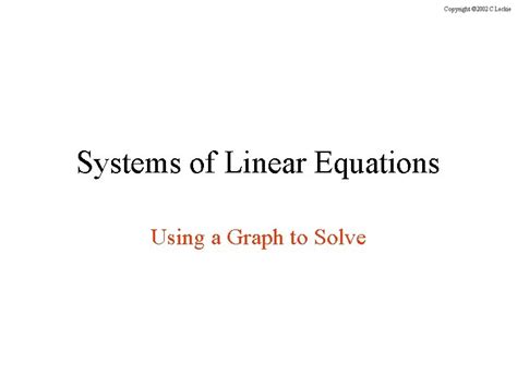 Systems of Linear Equations Using a Graph to