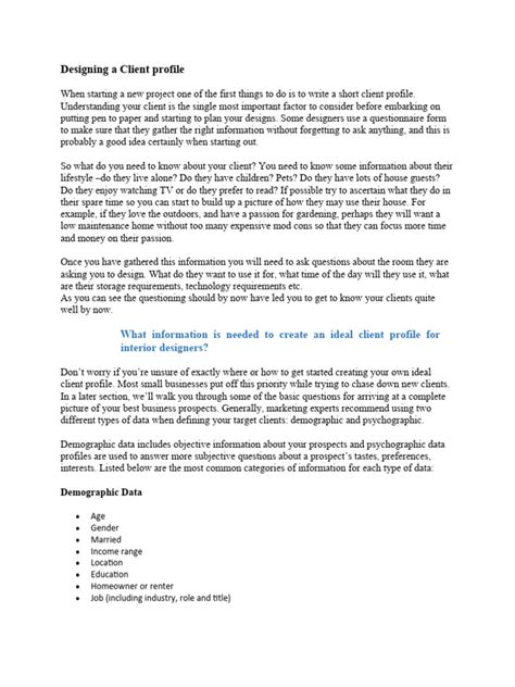 Designing A Client Profile Assignment | PDF