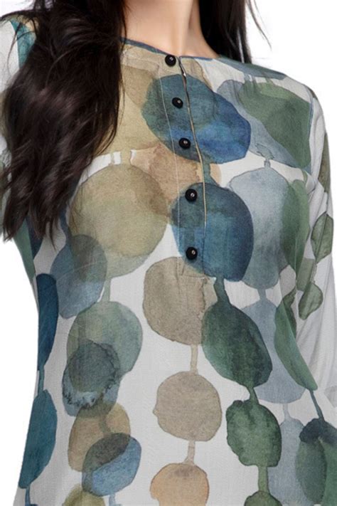 Half White with Digital Print Calf Length Kurti – Seasons Chennai