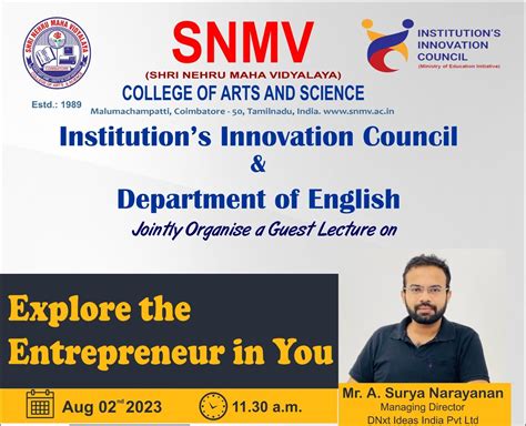 Explore the entrepreneur in life - Shri Nehru Maha Vidyalaya