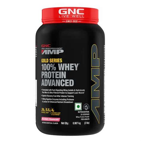 Buy GNC AMP GOLD SERIES 100% WHEY PROTEIN ADVANCED (STRAWBERRY | 2 LBS ...