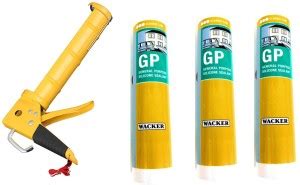 wacker 3 Silicone Sealant (White, 840 ml ) + Professional Applicator ...