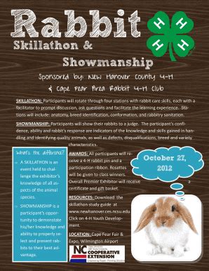 Fillable Online newhanover ces ncsu 2012 Rabbit Show Flyer and Entry ...