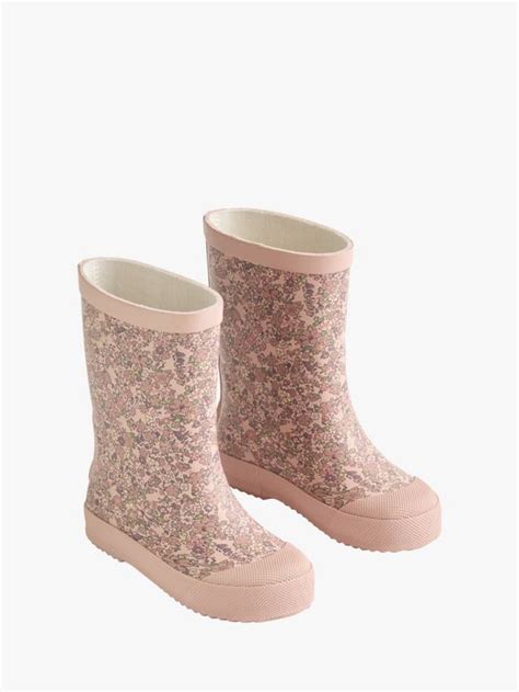 WHEAT Kids' Rubber Muddy Floral Wellington Boots, Pink Mid