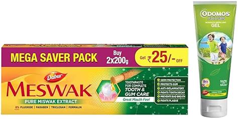 Buy Dabur Meswak Complete Oral Care Toothpaste - 400gm (200 gm*2 ...
