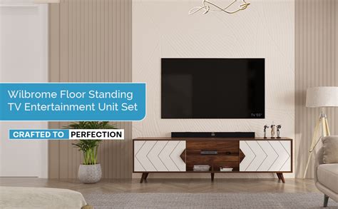 BLUEWUD Wilbrome Engineering Wood Floor Standing TV Entertainment Unit ...