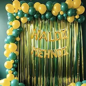 68 Pcs Haldi Mehndi Combo Green and Yellow Balloons | Elegant Event ...