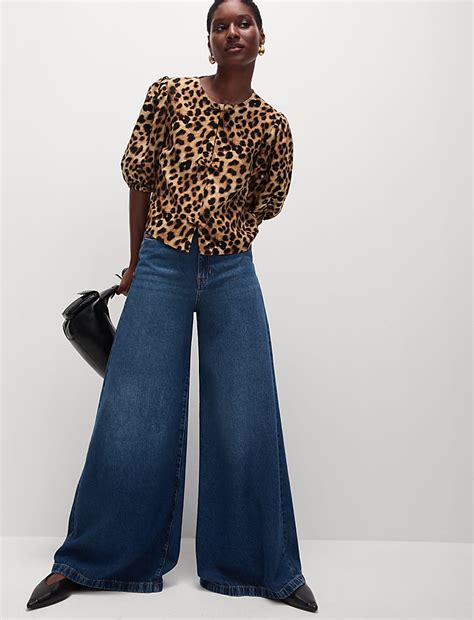 Buy Animal Print Bow Puff Sleeve Blouse at Marks & Spencer