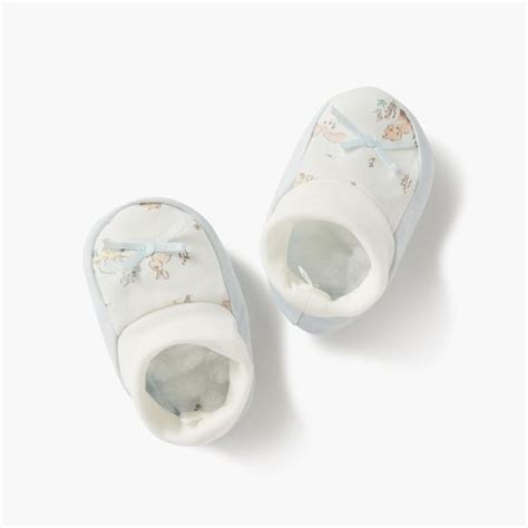 Giggles Printed Booties with Bow Detail