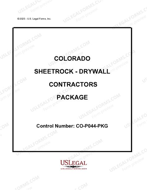 Colorado Sheetrock Drywall Contractor Package | US Legal Forms