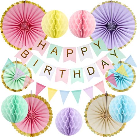 Pastel Birthday Decorations Kit Reusable Birthday Party Decorations ...